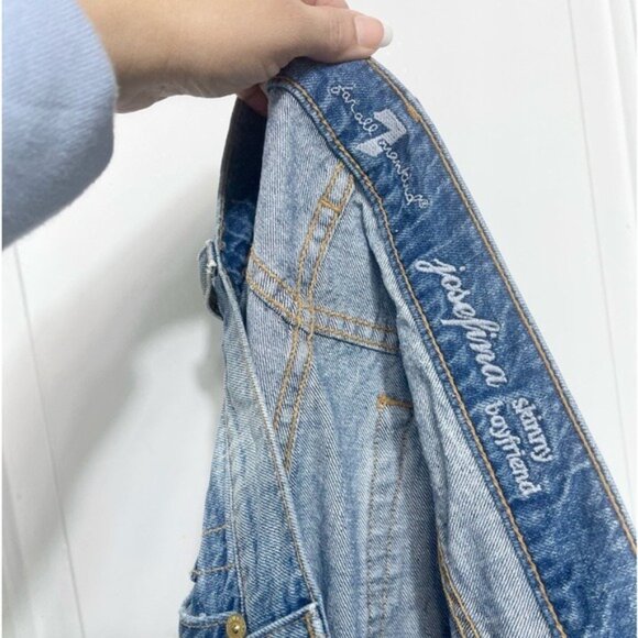 New 7FAM Josefina Jewel Skinny Boyfriend Jeans in Blue Size 28 - Picture 12 of 14
